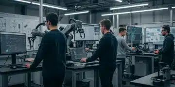 Young adults in 2026 learning through a modern apprenticeship program with advanced technology.