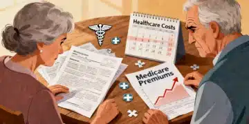 Senior couple reviewing Medicare Part B premium increase documents for 2026