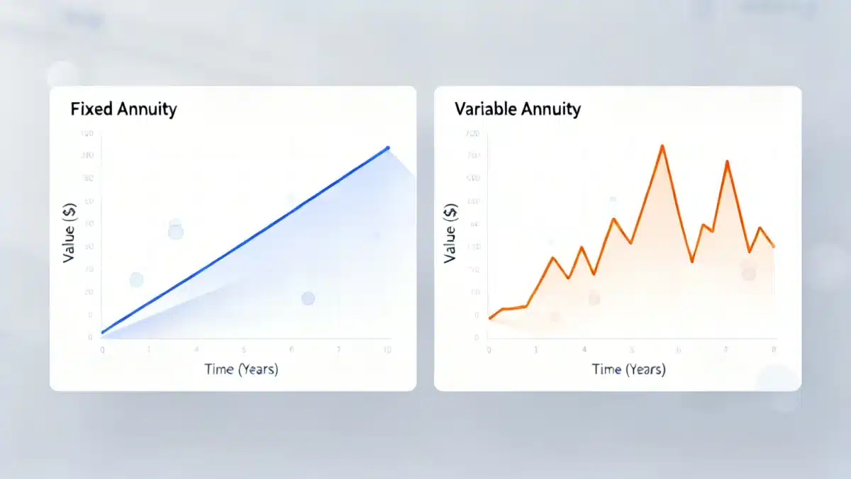 Comparison chart of fixed and variable annuity growth