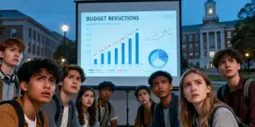 Students discussing the implications of 2026 budget cuts on public universities.