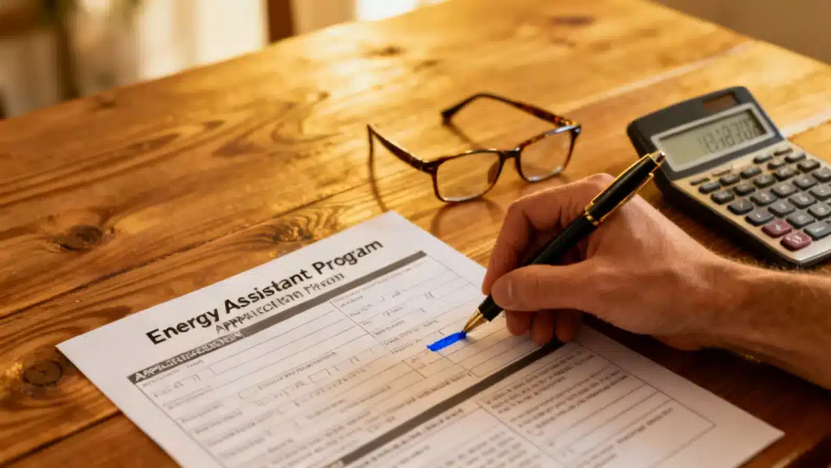 Person completing LIHEAP application form